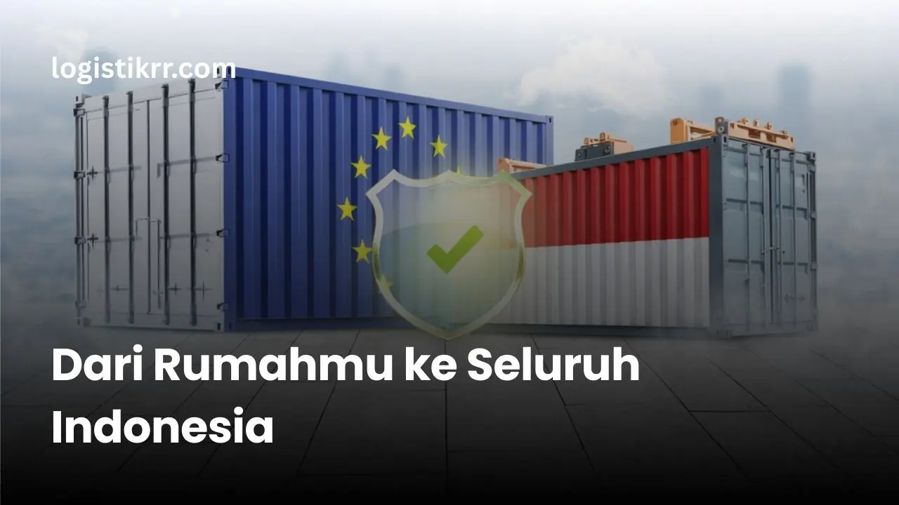 Peta Indonesia dengan ikon paket dan ekspedisi darat laut udara