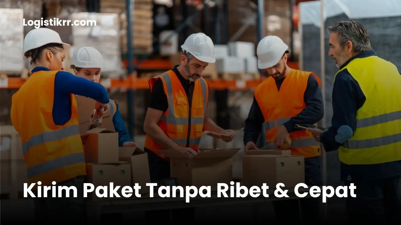 Kemudahan kirim paket - smartphone, kurir, dan kotak paket